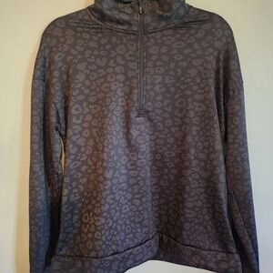 Viral Avia Black and Gray Leopard Quarter-Zip Pullover